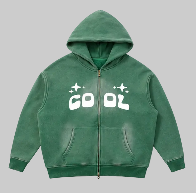 Green Sunfade Zip-Up Hoodie