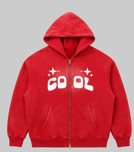 Red Sunfade Zip-Up Hoodie