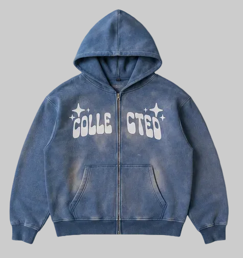 Haze Blue Sunfade Zip-Up Hoodie