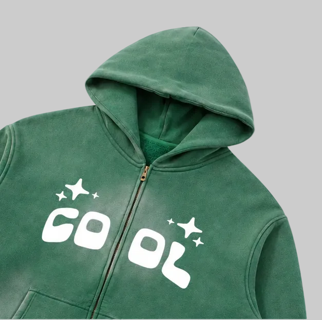 Green Sunfade Zip-Up Hoodie