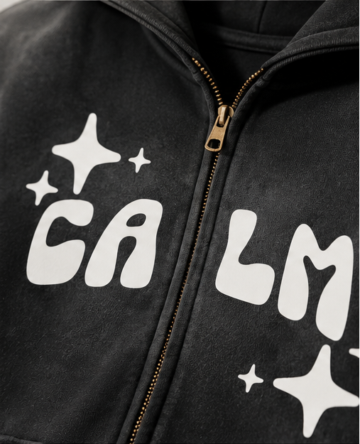 Black Sunfade Zip-Up Hoodie