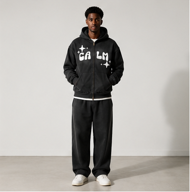 Black Sunfade Zip-Up Hoodie