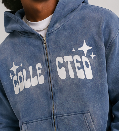 Haze Blue Sunfade Zip-Up Hoodie