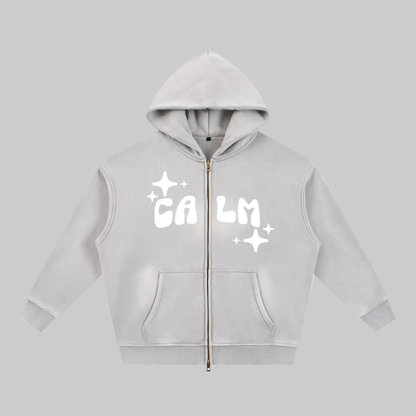 Light Gray Sunfade Zip-Up Hoodie